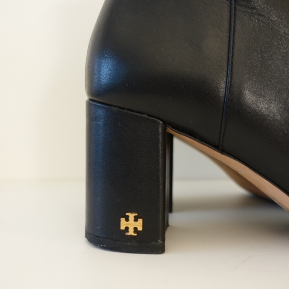 Tory Burch Black Leather Ankle Boots Block Heel 6.5 - Picture 5 of 11